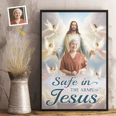 Custom Photo Resting With God. Remembered With Love - Memorial Personalized Custom Vertical Poster - Sympathy Gift For Family Members