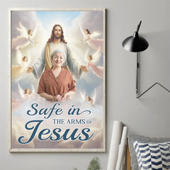 Custom Photo Resting With God. Remembered With Love - Memorial Personalized Custom Vertical Poster - Sympathy Gift For Family Members
