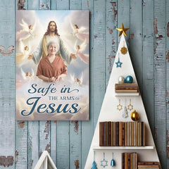 Custom Photo Resting With God. Remembered With Love - Memorial Personalized Custom Vertical Poster - Sympathy Gift For Family Members