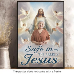 Custom Photo Resting With God. Remembered With Love - Memorial Personalized Custom Vertical Poster - Sympathy Gift For Family Members