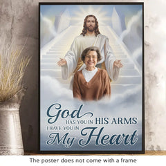 Custom Photo God Has You In His Arms. I Have You In My Heart - Memorial Personalized Custom Vertical Poster - Sympathy Gift For Family Members