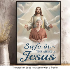 Custom Photo Safe In His Arms. Cherished In My Soul - Memorial Personalized Custom Vertical Poster - Sympathy Gift For Family Members