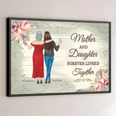 Linked By Love. Strengthened By Time - Family Personalized Custom Horizontal Poster - Mother's Day. Gift For Mom. Daughter