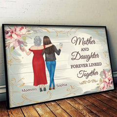 Linked By Love. Strengthened By Time - Family Personalized Custom Horizontal Poster - Mother's Day. Gift For Mom. Daughter