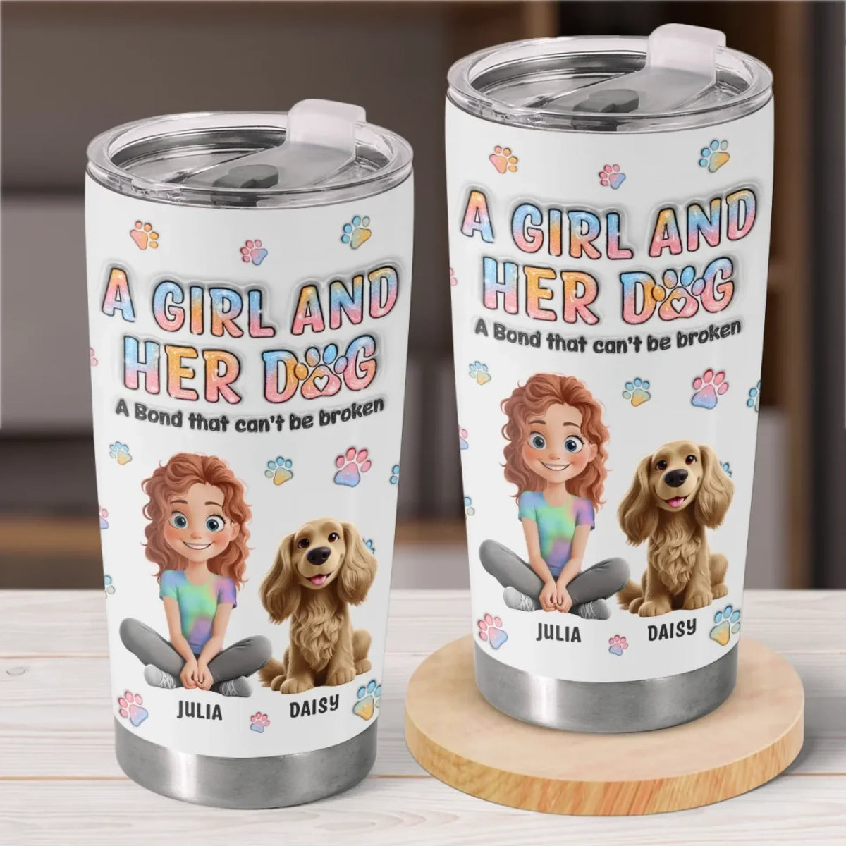 Dogs Are A Girl's Best Friend - Dog Personalized Custom 3D Inflated Effect Printed Tumbler - Gift For Pet Owners. Pet Lovers