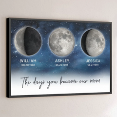 The Days You Became A Mom. Written In The Stars - Family Personalized Custom Horizontal Poster - Mother's Day. Gift For Mom