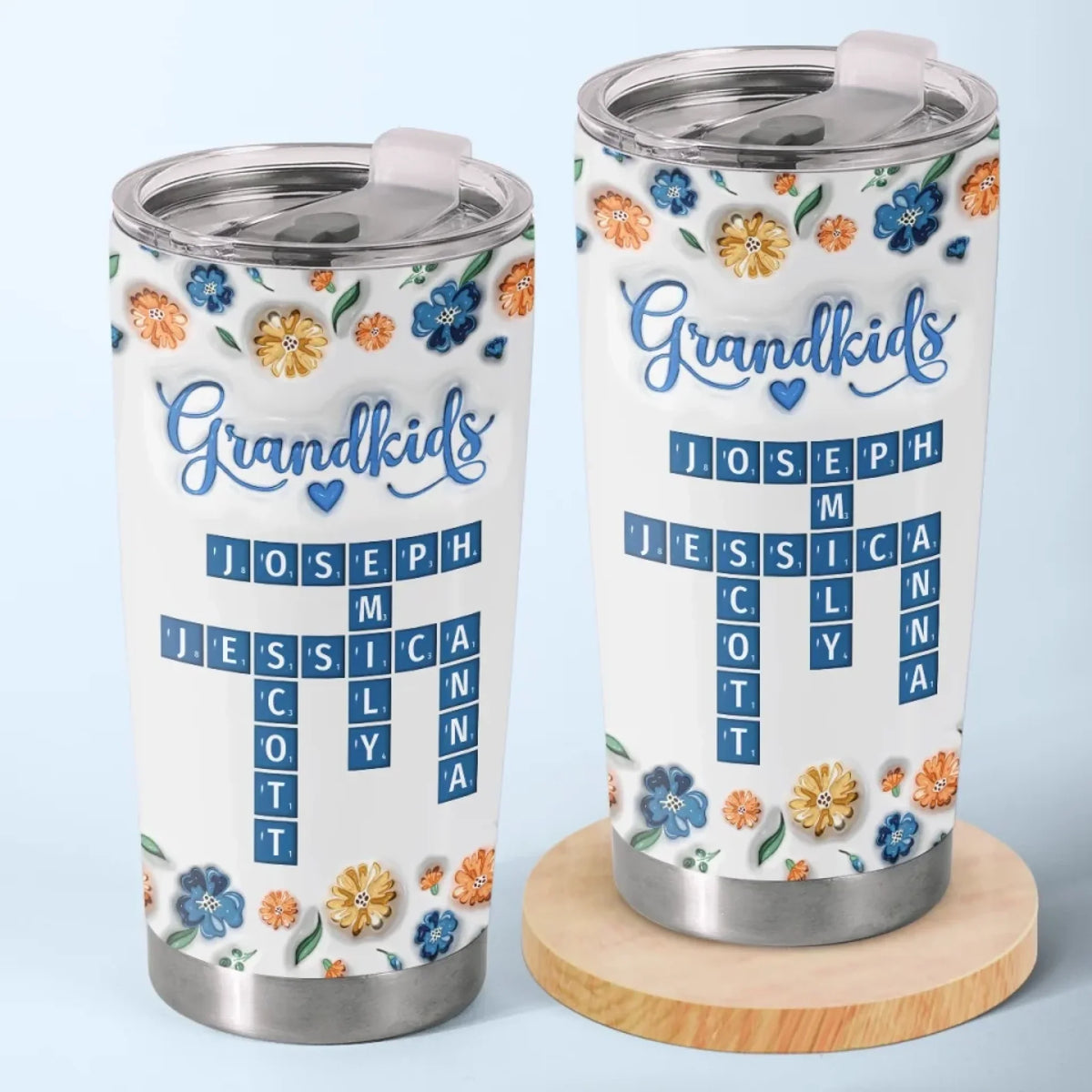 Pieces Of My Heart - Family Personalized Custom 3D Inflated Effect Printed Tumbler - Mother's Day. Gift For Mom. Grandma
