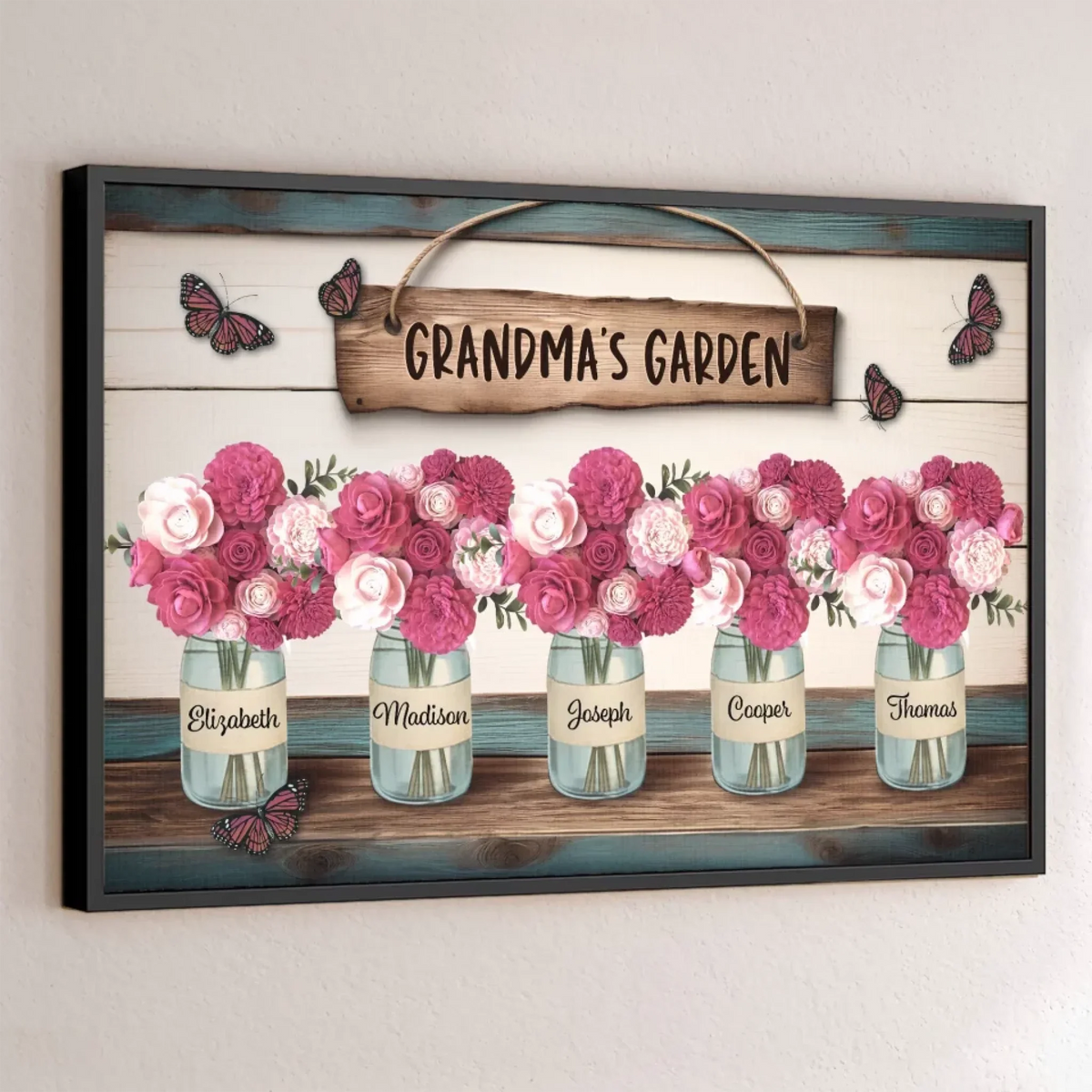 The Garden Of Her Heart - Family Personalized Custom Horizontal Poster - Mother's Day. Gift For Mom. Grandma