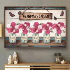 The Garden Of Her Heart - Family Personalized Custom Horizontal Poster - Mother's Day. Gift For Mom. Grandma