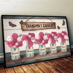 The Garden Of Her Heart - Family Personalized Custom Horizontal Poster - Mother's Day. Gift For Mom. Grandma