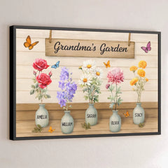 Flowers Of My Heart - Family Personalized Custom Horizontal Poster - Mother's Day. Gift For Mom. Grandma