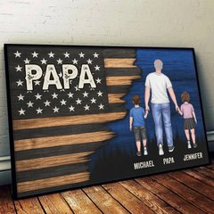 Held By Your Hands. Guided By Your Heart - Family Personalized Custom Horizontal Poster - Father's Day. Gift For Dad. Grandpa