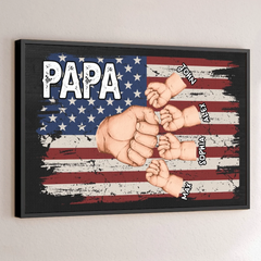 Papa & Crew. Always United - Family Personalized Custom Horizontal Poster - Father's Day. Gift For Dad. Grandpa