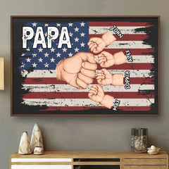 Papa & Crew. Always United - Family Personalized Custom Horizontal Poster - Father's Day. Gift For Dad. Grandpa