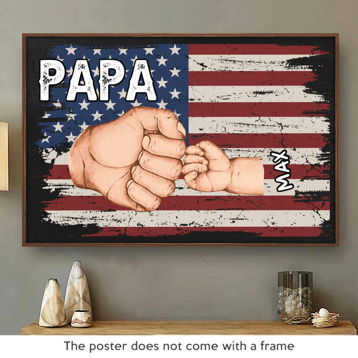 Papa & Crew. Always United - Family Personalized Custom Horizontal Poster - Father's Day. Gift For Dad. Grandpa