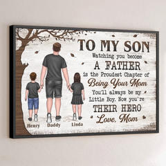 Now You Are Their Hero - Family Personalized Custom Horizontal Poster - Father's Day. Gift For Son
