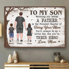 Now You Are Their Hero - Family Personalized Custom Horizontal Poster - Father's Day. Gift For Son