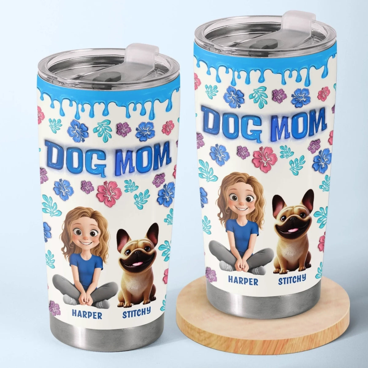 Custom 3D Inflated Effect Printed Tumbler - Personalized Birthday Gifts For Dog Lovers. Dog Dad And Mom - Best Dogs Mom Ever
