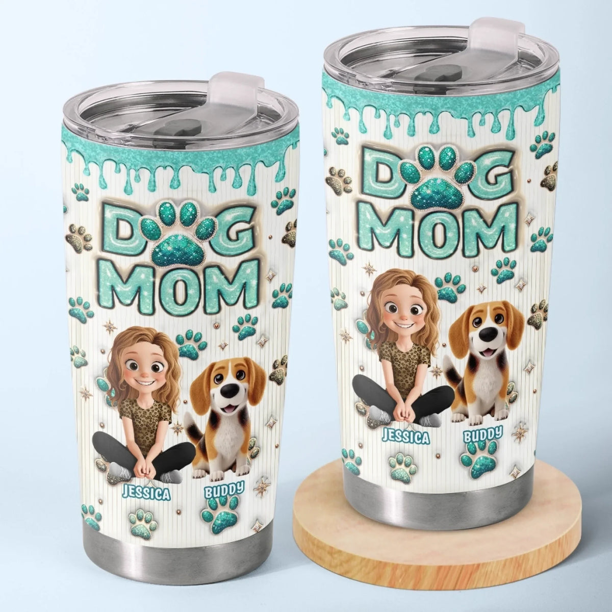 Custom 3D Inflated Effect Printed Tumbler - Personalized Birthday Gifts For Dog Lovers. Dog Dad And Mom - Dog Kisses Fix Everything