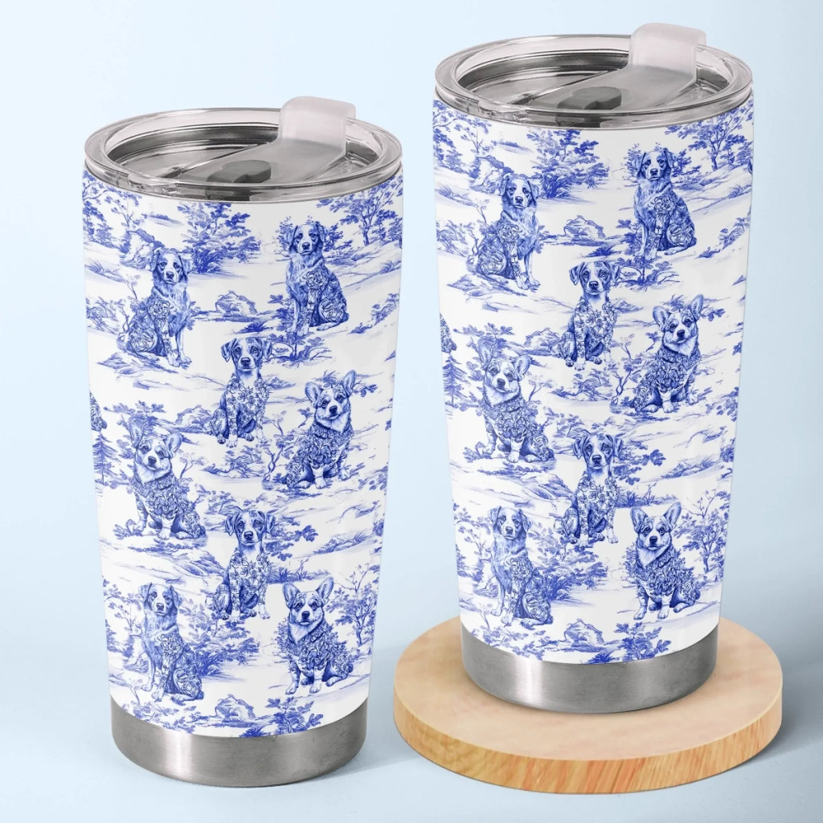 Custom Tumbler - Personalized Birthday Gifts For Dog Lovers. Dog Dad And Mom - Dogs And Dreams In Blue