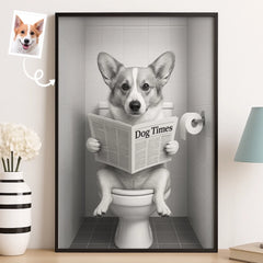 Custom Photo Bathroom Vertical Poster - Personalized  Birthday Gifts For Dog Cat Lovers. Dog Dad And Mom. Cat Owners - Do Not Disturb. I'm Reading The Dog Times
