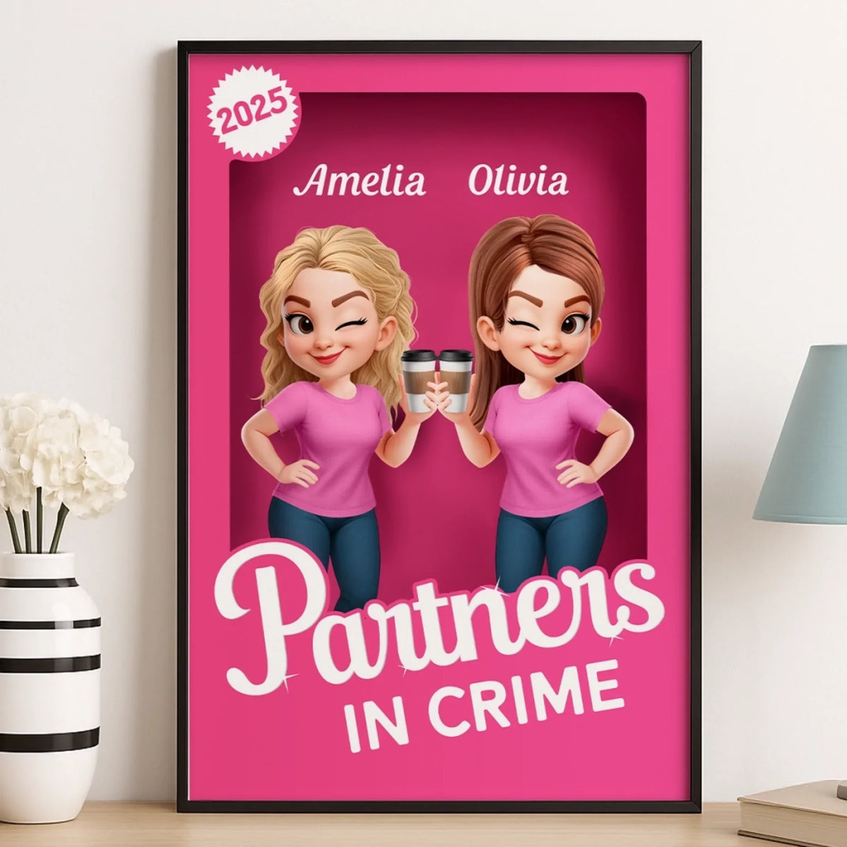 Custom Vertical Poster - Personalized Best Friend Birthday Gifts For Women. Besties. Sisters. BFF - Double Trouble Best Friends