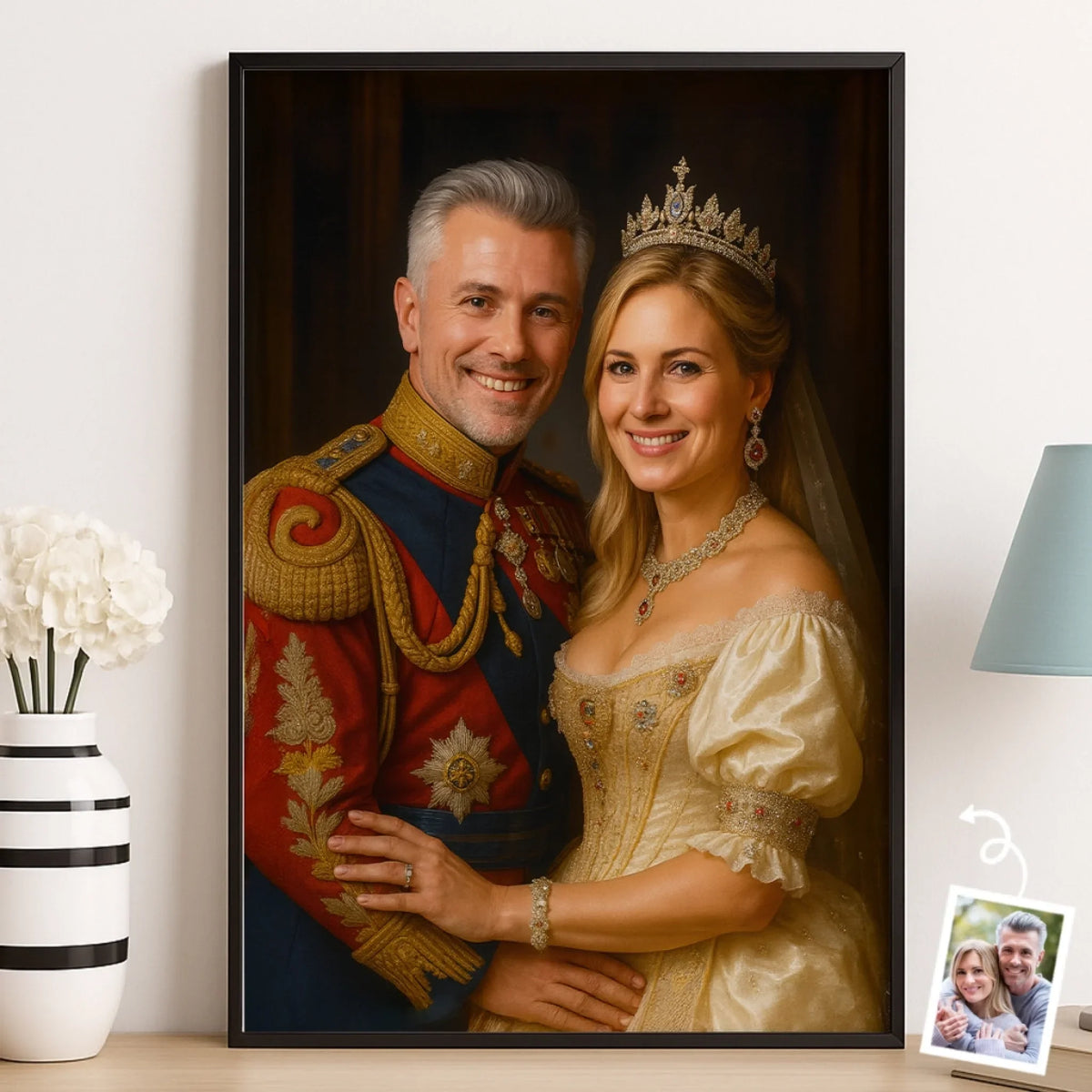 Custom Photo Vertical Poster - Personalized Anniversary Wedding Gifts For Husband And Wife. Him And Her - Together. We Wear The Crown