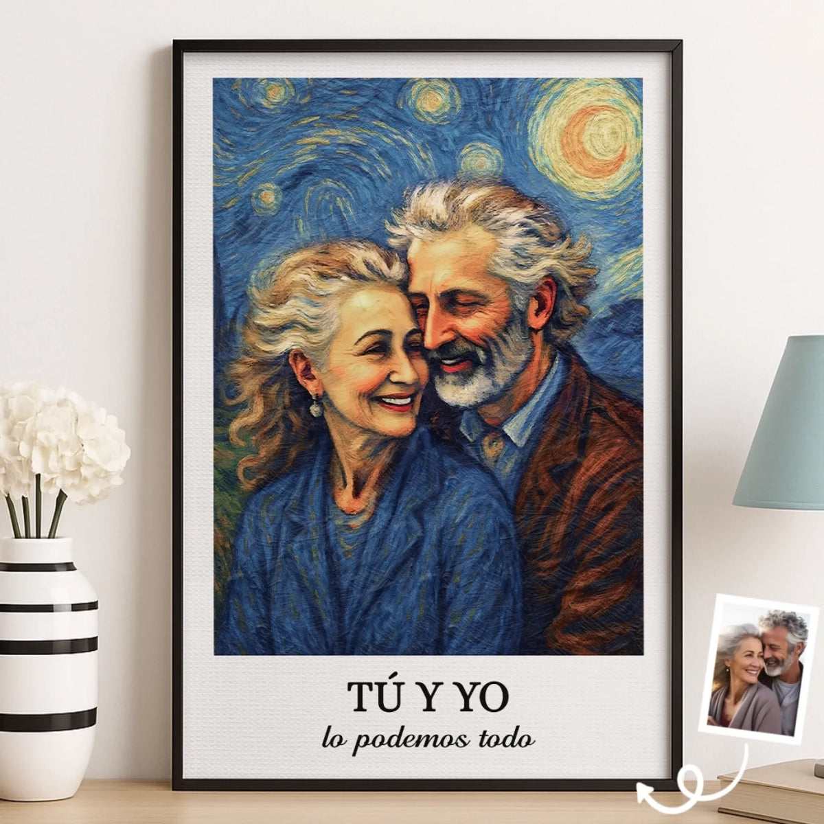 Poster Vertical con Foto Personalizada - Regalos Personalizados de Aniversario y Boda para Esposo y Esposa. El y Ella - Contigo Todo Es Mejor