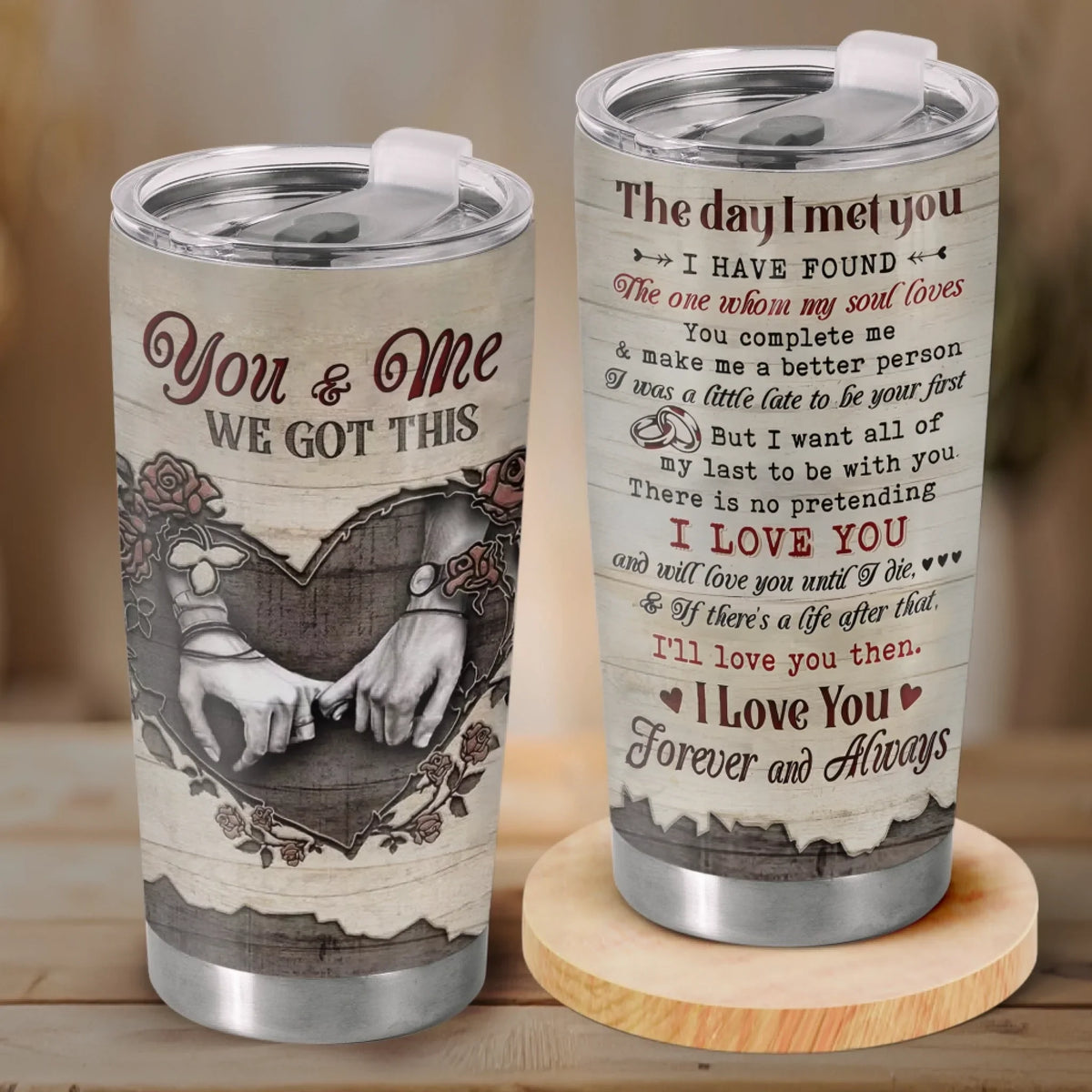 Tumbler - Anniversary Wedding Gifts For Husband And Wife. Him And Her - You And Me We Got This