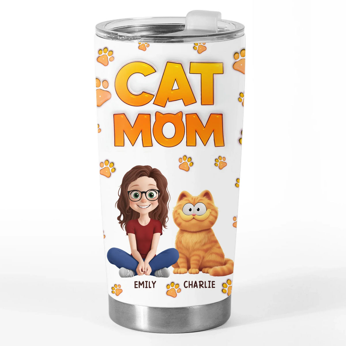 Custom 3D Inflated Effect Printed Tumbler - Personalized Birthday Gifts For Cat Lovers. Cat Mom And Dad - Cat Hair Is My Glitter
