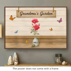 Flowers Of My Heart - Family Personalized Custom Horizontal Poster - Mother's Day. Gift For Mom. Grandma