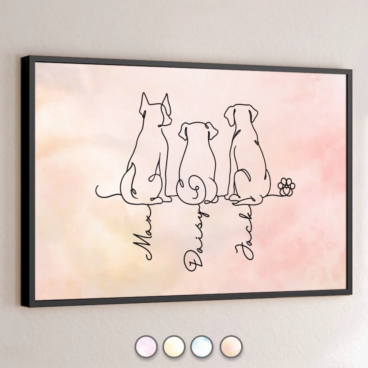 Custom Line Art Horizontal Poster - Personalized Pet Memorial Sympathy Gifts For Dogs - Furry Souls. Endless Love