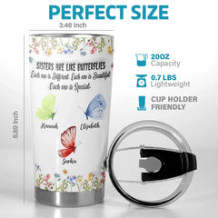 Custom Butterfly Tumbler - Personalized Best Friend Birthday Gifts For Women. Besties. Sisters. BFF - Together We Fly Higher