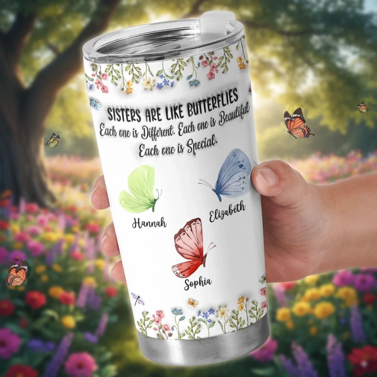 Custom Butterfly Tumbler - Personalized Best Friend Birthday Gifts For Women. Besties. Sisters. BFF - Together We Fly Higher