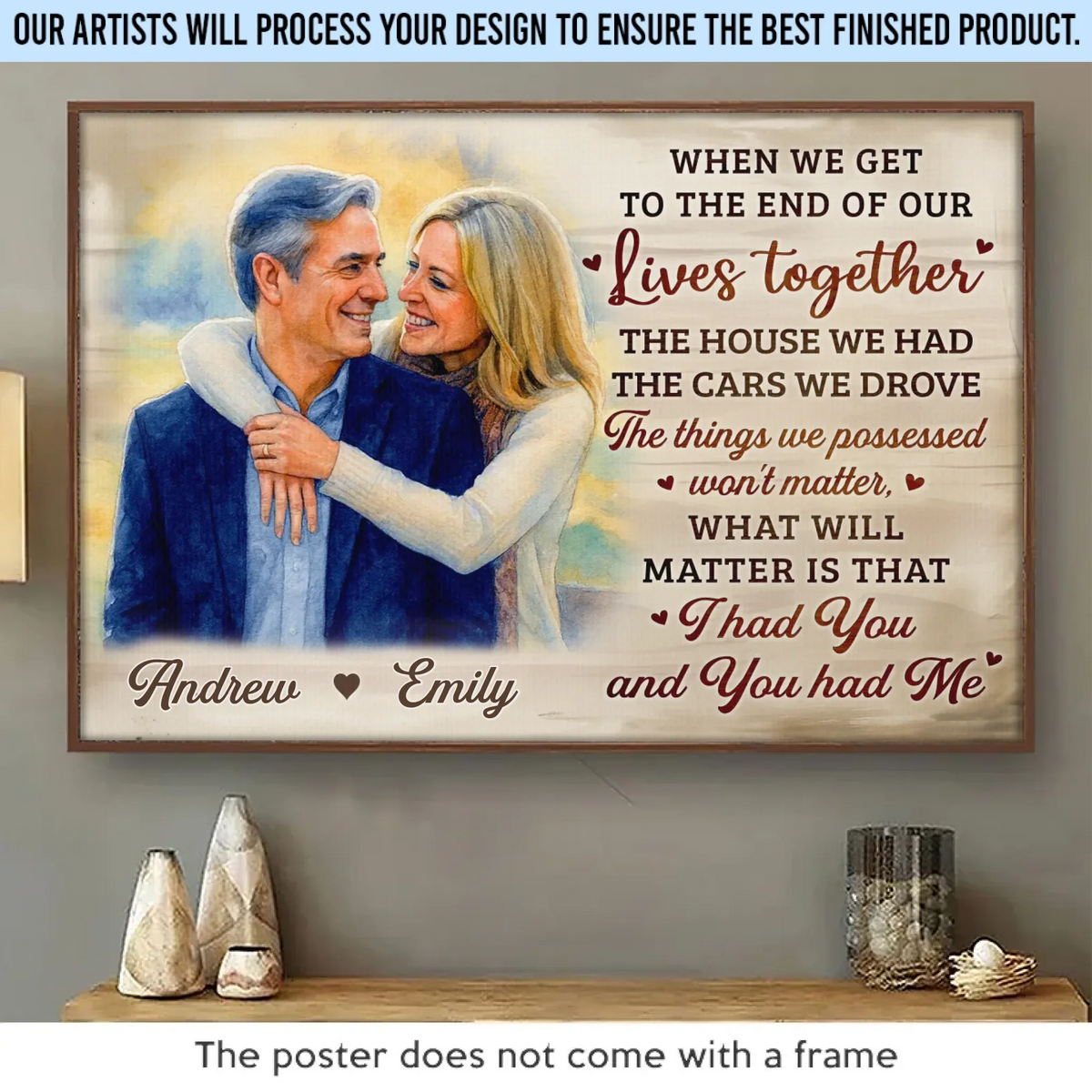 Custom Photo Horizontal Poster - Personalized Anniversary Wedding Gifts For Husband And Wife. Him And Her - Love Lives In Small Moments