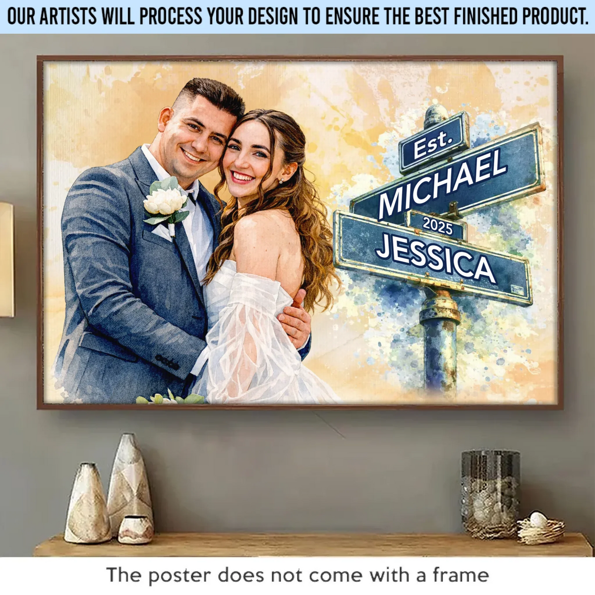 Custom Photo Horizontal Poster - Personalized Anniversary Wedding Gifts For Husband And Wife. Him And Her - You Make Me Smile More