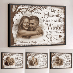 Custom Photo Horizontal Poster - Personalized Anniversary Wedding Gifts For Husband And Wife. Him And Her - We Grow Better Together Daily