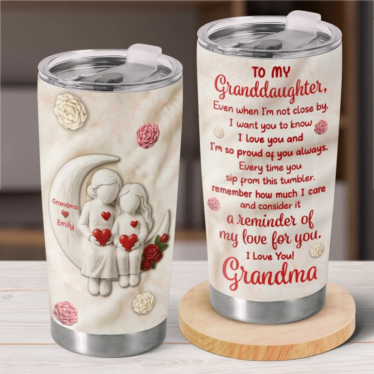Custom Tumbler - Personalized Birthday Gifts For Grandma. Granddaughter - Love In Our Hearts