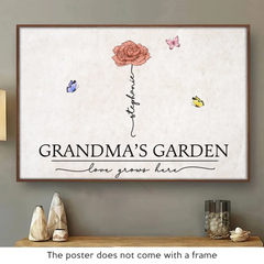 A Grandma Is Love That You Never Outgrow - Family Personalized Custom Horizontal Poster - Mother's Day. Gift For Grandma