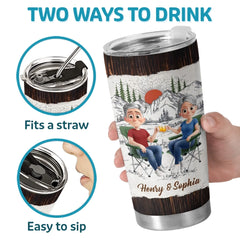 Custom Tumbler - Personalized Birthday Camping Gifts For Campers. Husband And Wife. Him And Her - Two Hearts One Campsite