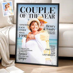 Custom Photo Vertical Poster - Personalized Anniversary Wedding Gifts For Husband And Wife. Him And Her - Side By Side Feels Safe