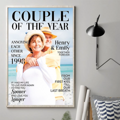 Custom Photo Vertical Poster - Personalized Anniversary Wedding Gifts For Husband And Wife. Him And Her - Side By Side Feels Safe
