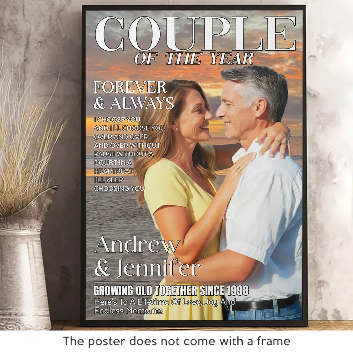 Custom Photo Vertical Poster - Personalized Anniversary Wedding Gifts For Husband And Wife. Him And Her - Love Grows Where We Stand