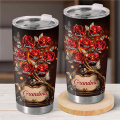 Custom Rose Tumbler - Personalized Mother's Day Birthday Gifts For Mom. Grandma - Generations Of Grace