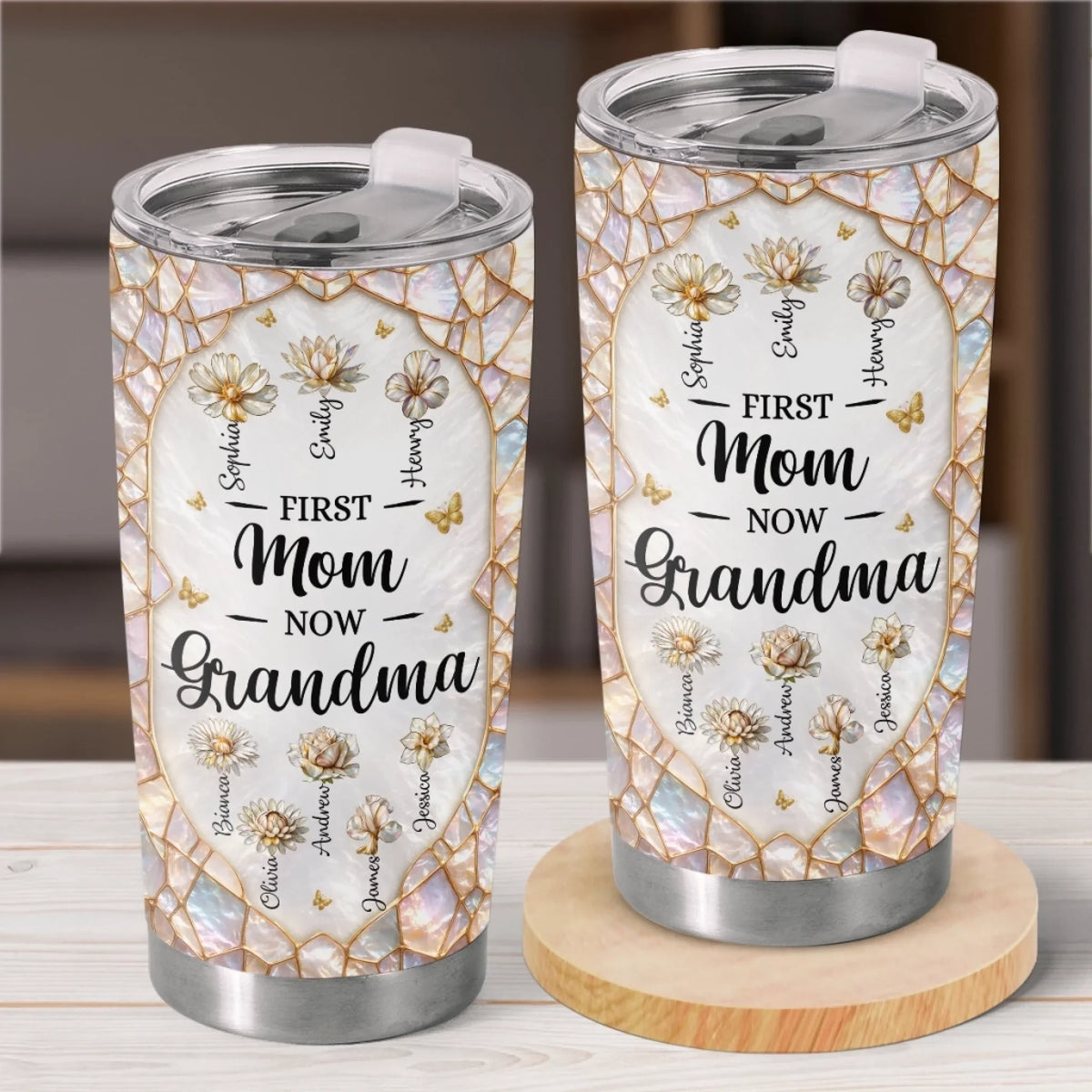 Custom Tumbler - Personalized Mother's Day Birthday Gifts For Mom. Grandma - Grandma's Blooming Love