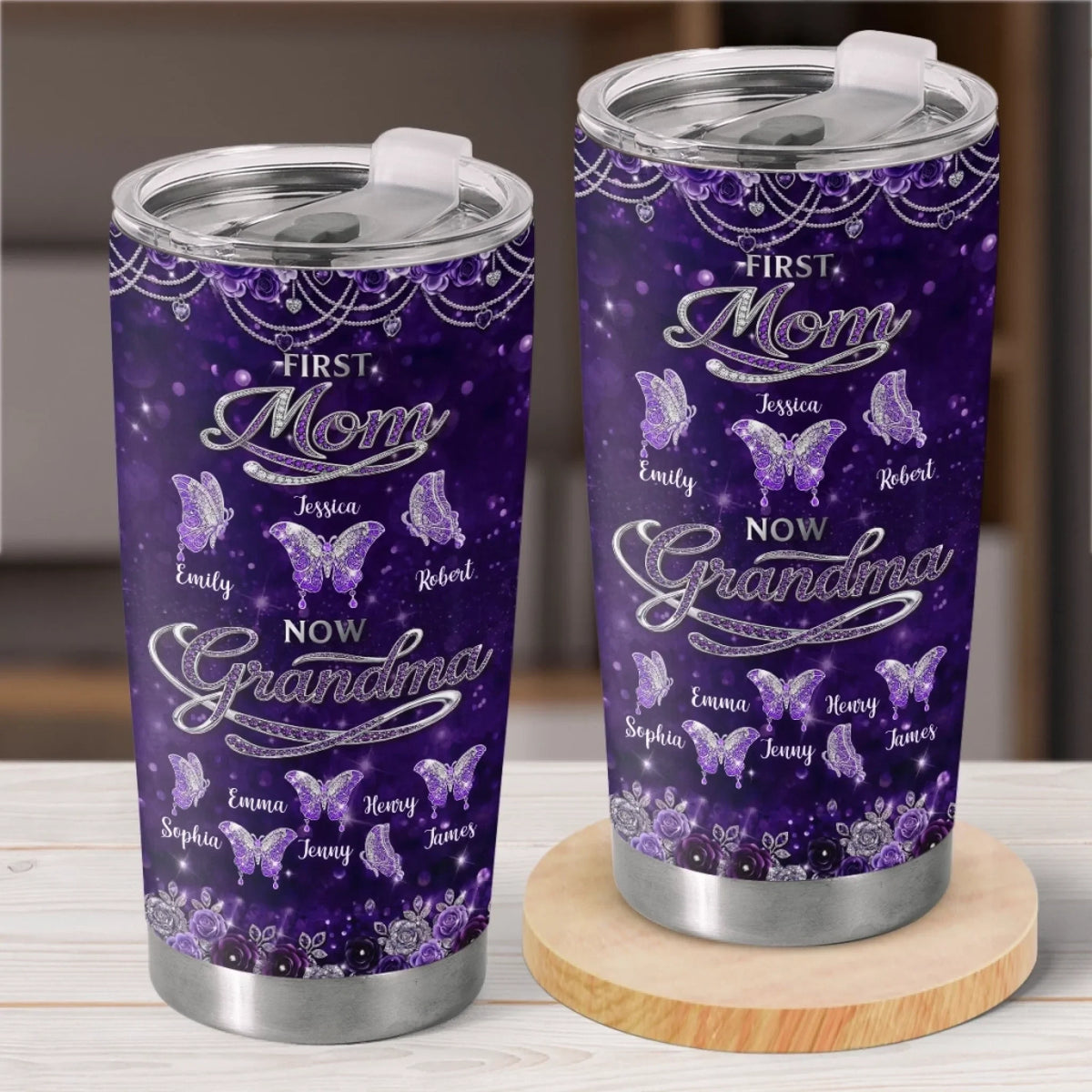 Custom Tumbler - Personalized Mother's Day Birthday Gifts For Mom. Grandma - The Heart Of Every Generation