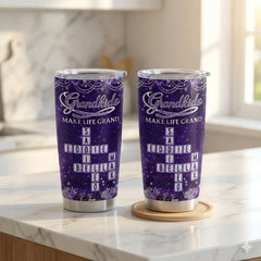 Custom Scrabble Tumbler - Personalized Mother's Day Birthday Gifts For Mom. Grandma - Powered By Love And Coffee