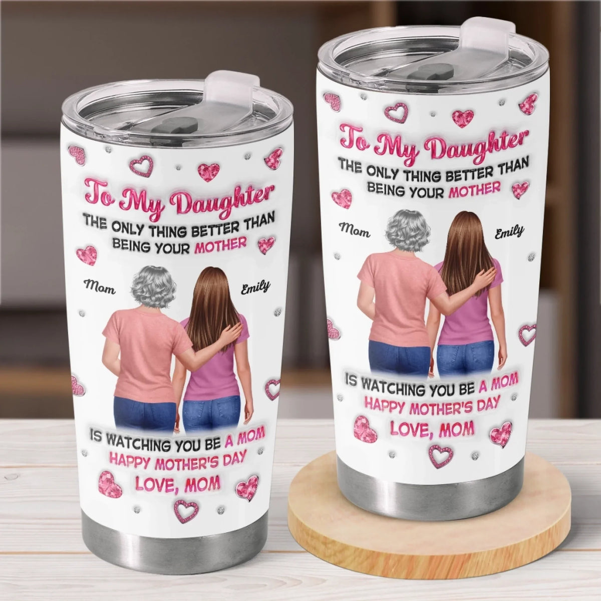 Custom 3D Inflated Effect Printed Tumbler - Personalized Mother's Day Birthday Gifts For Daughter - You Are My Greatest Echo