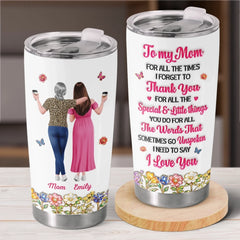 Custom 3D Inflated Effect Printed Tumbler - Personalized Mother's Day Birthday Gifts For Mom. Grandma - Thank You For Your Love