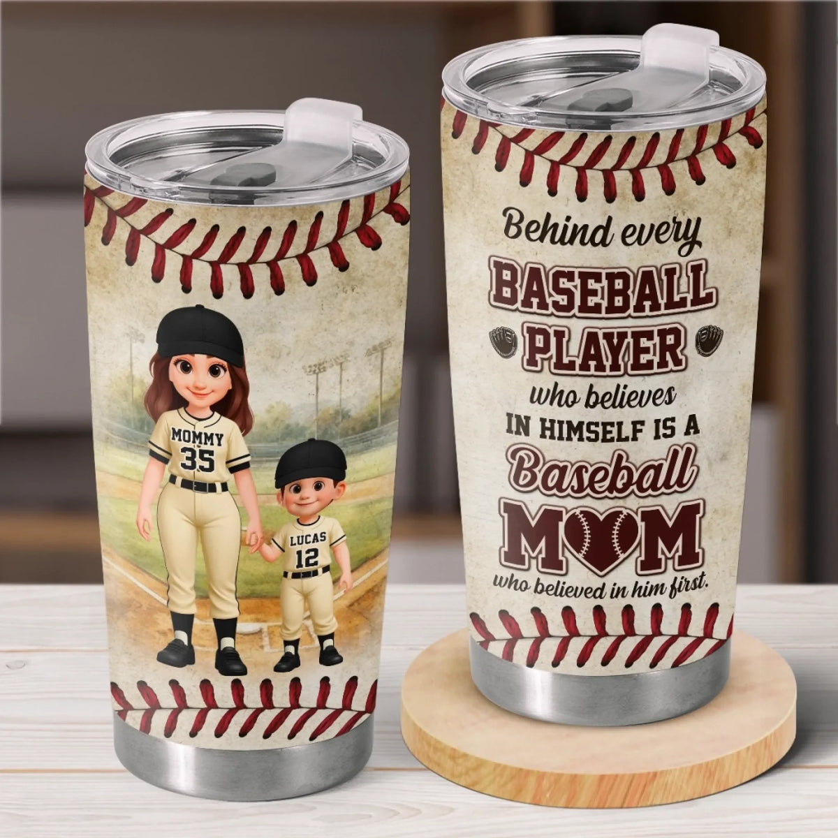 Custom Tumbler - Personalized Mother's Day Birthday Gifts For Baseball Mom. Grandma - Sunshine. Ballfields And Baseball Mom Life